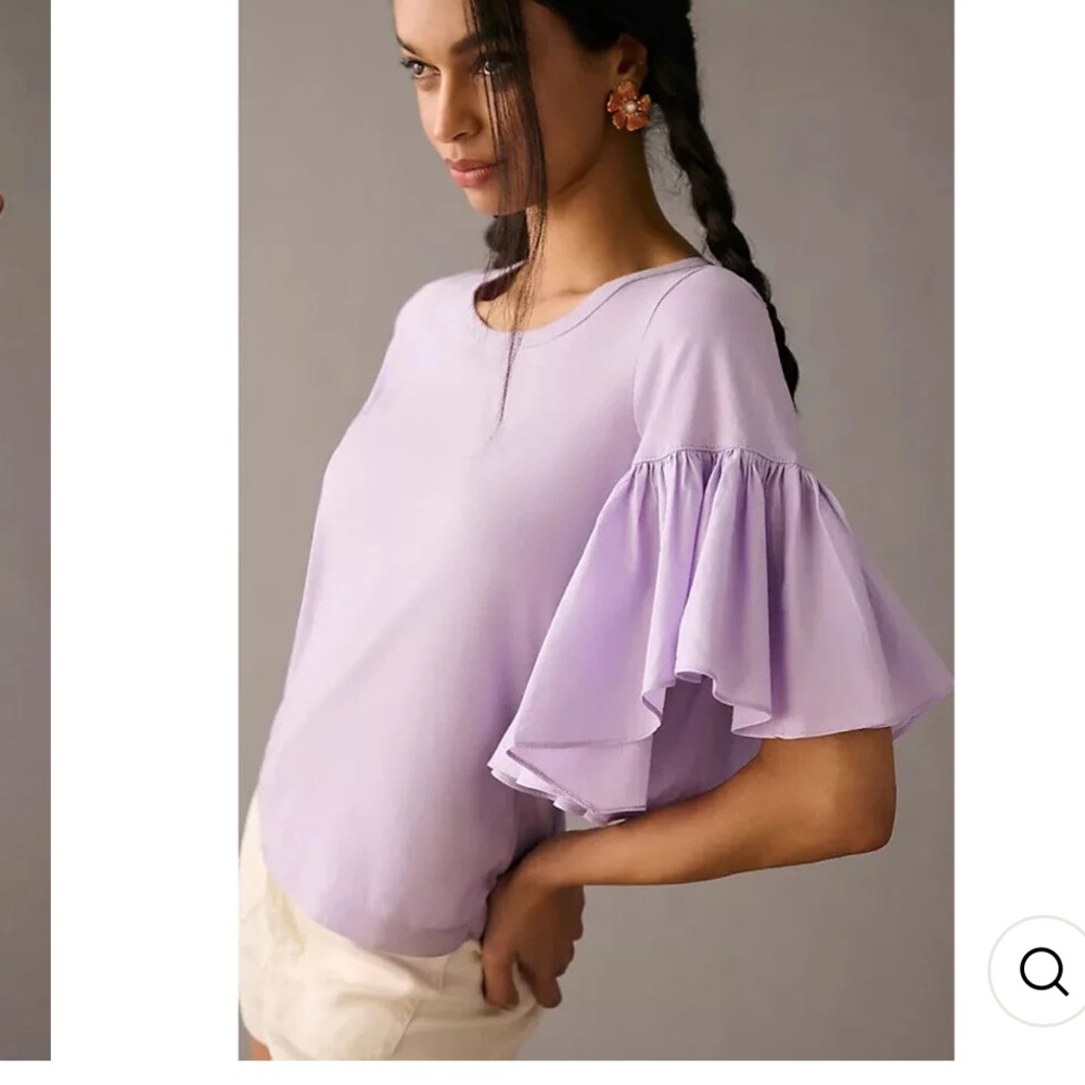 Maeve Purple Ruffled Flutter Sleeve Blouse